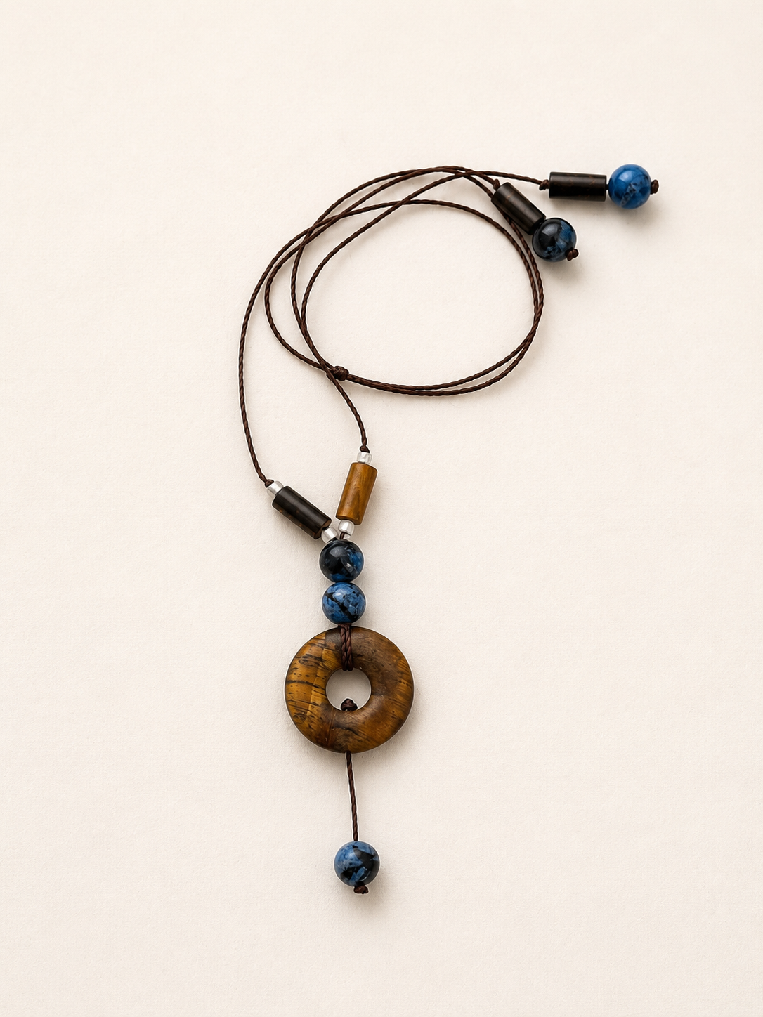 Adjustable Tiger's Eye Lariat Necklace