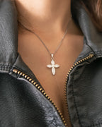 Silver Box Chain Cross Necklace - ISABEL LEON LLC
