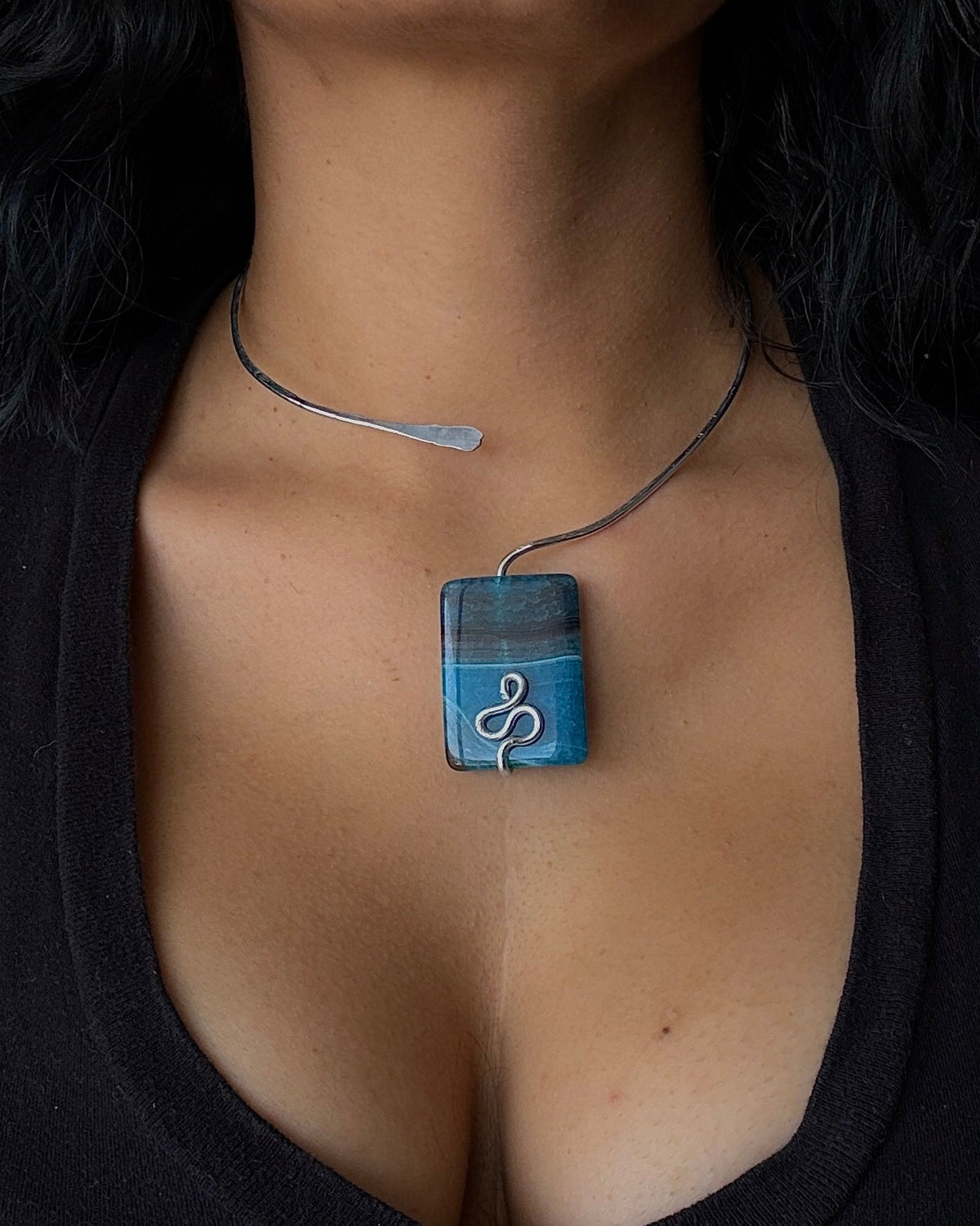 Blue Agate Collar Necklace