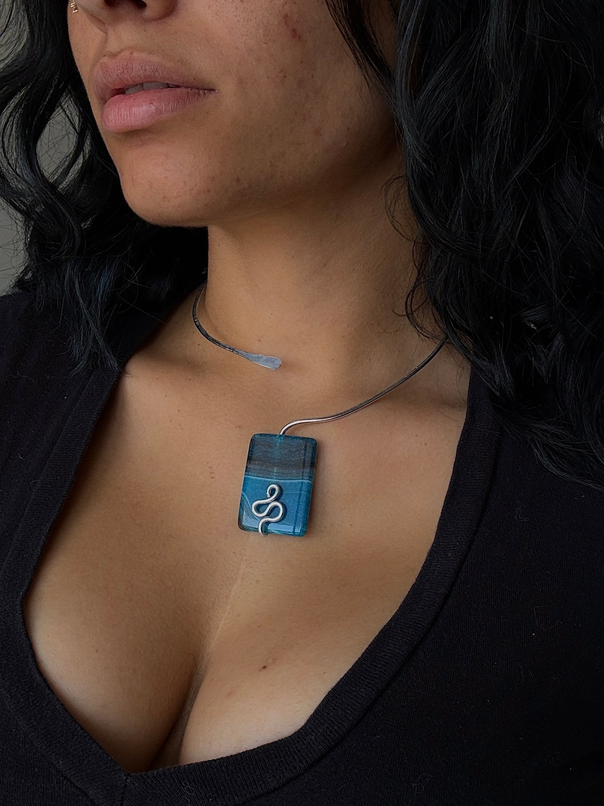 Blue Agate Collar Necklace