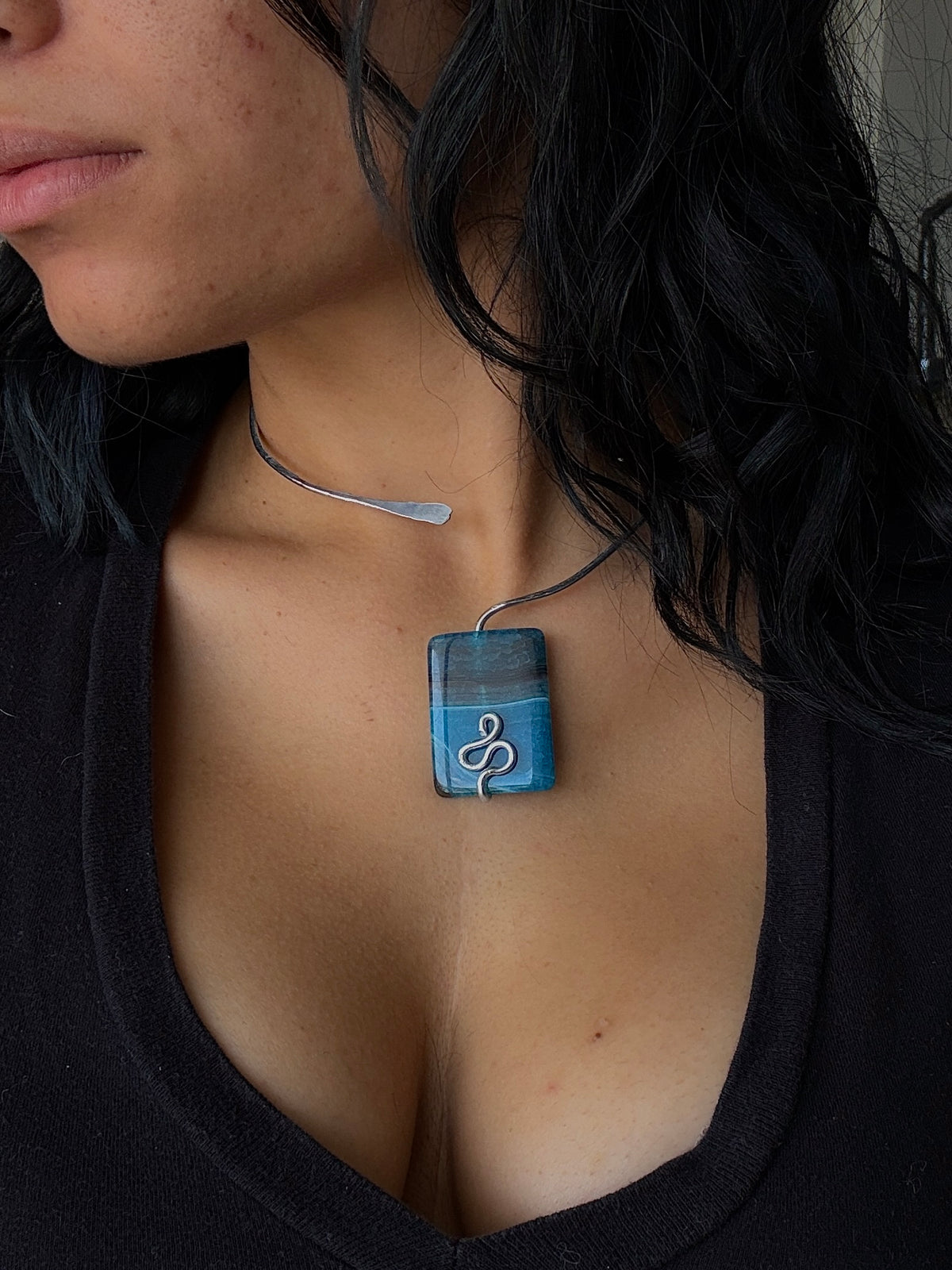 Blue Agate Collar Necklace