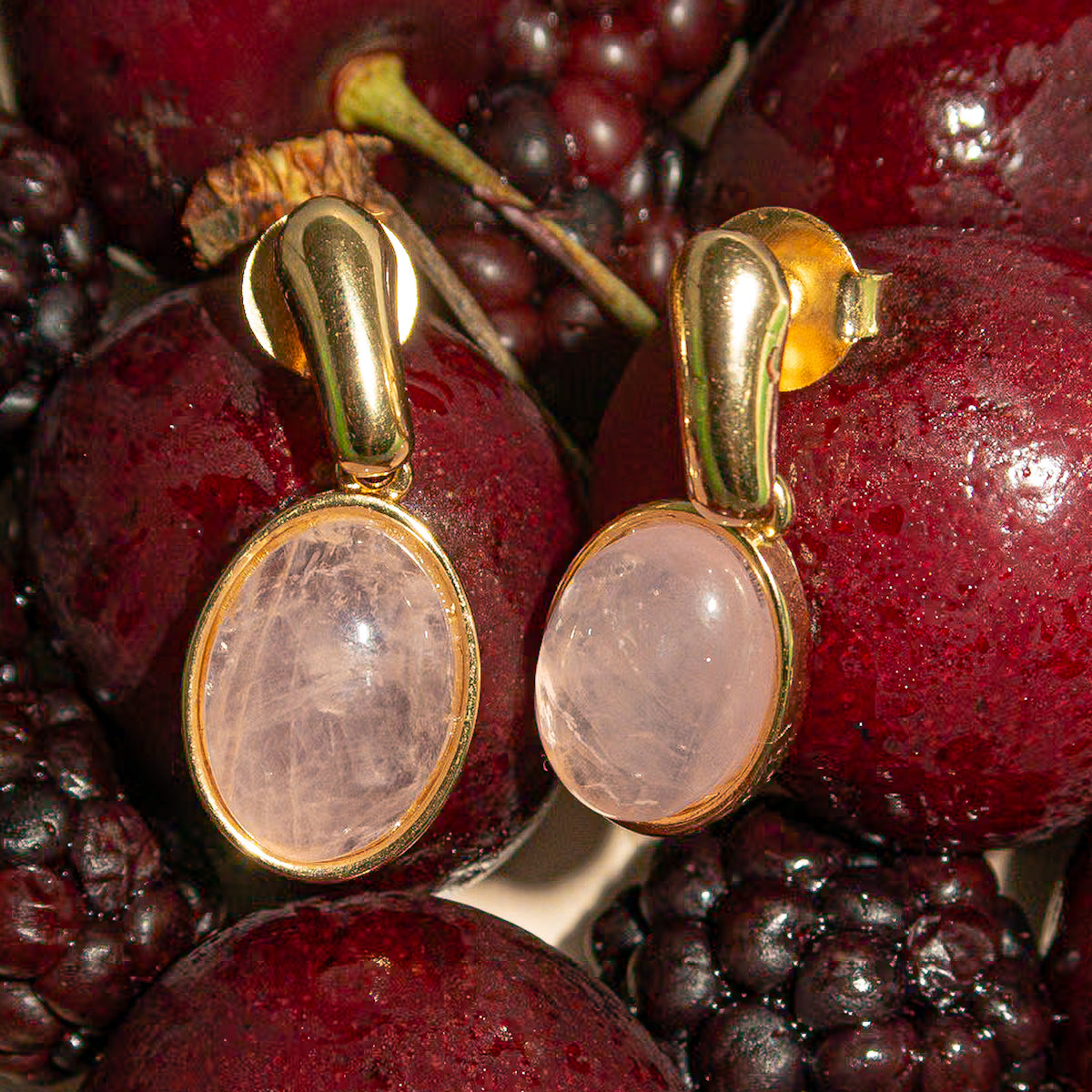 Rose Quartz Drop Earrings - ISABEL LEON LLC