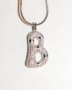Iced Out Bubble Initial Necklace silver