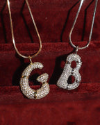 Iced Out Bubble Initial Necklace