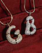 Iced Out Bubble Initial Necklace