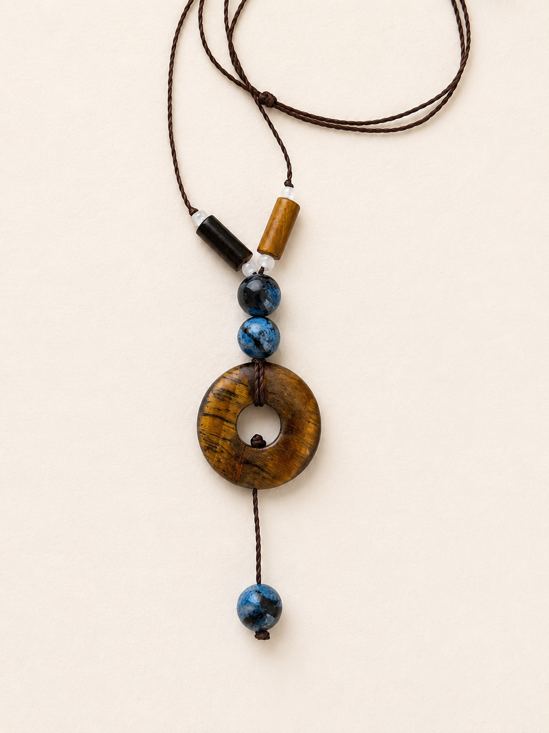 Adjustable Tiger's Eye Lariat Necklace